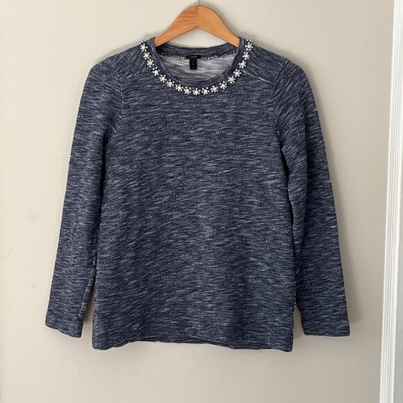 J. Crew Jewel Neck Crewneck long sleeve top size medium holiday - Picture 6 of 8